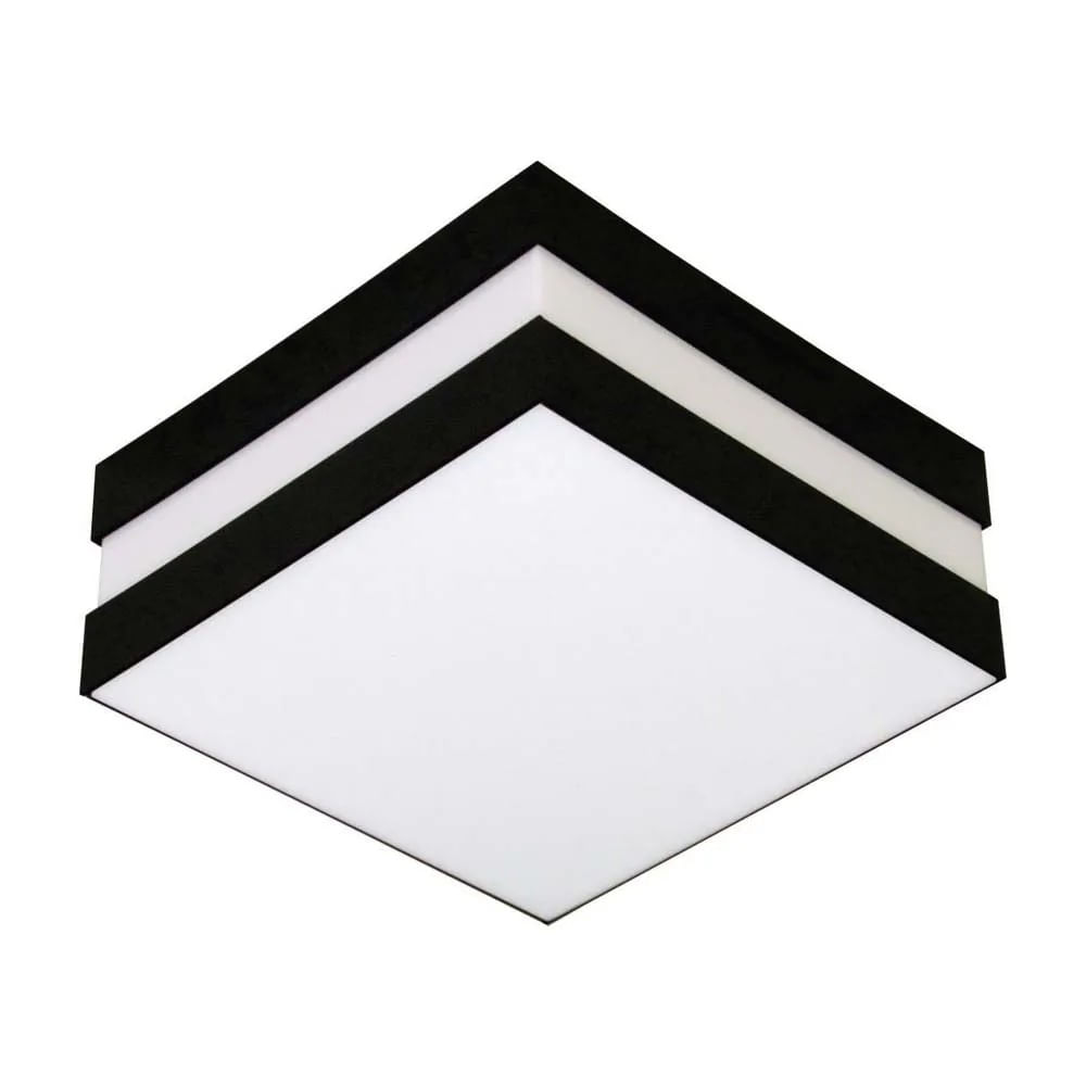 Plafon Quadrado Bilbão Tualux 18x18cm para 1 Lâmpada 20W Preto Plafon quadrado para 1 lâmpada 20W Bilbão 18x18cm preto Tualux