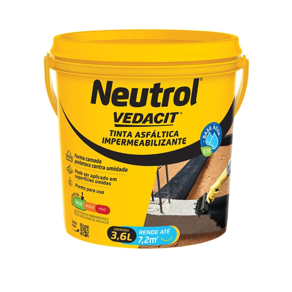 Impermeabilizante Asfáltico Neutrol à Base de Água Vedacit 3,6L