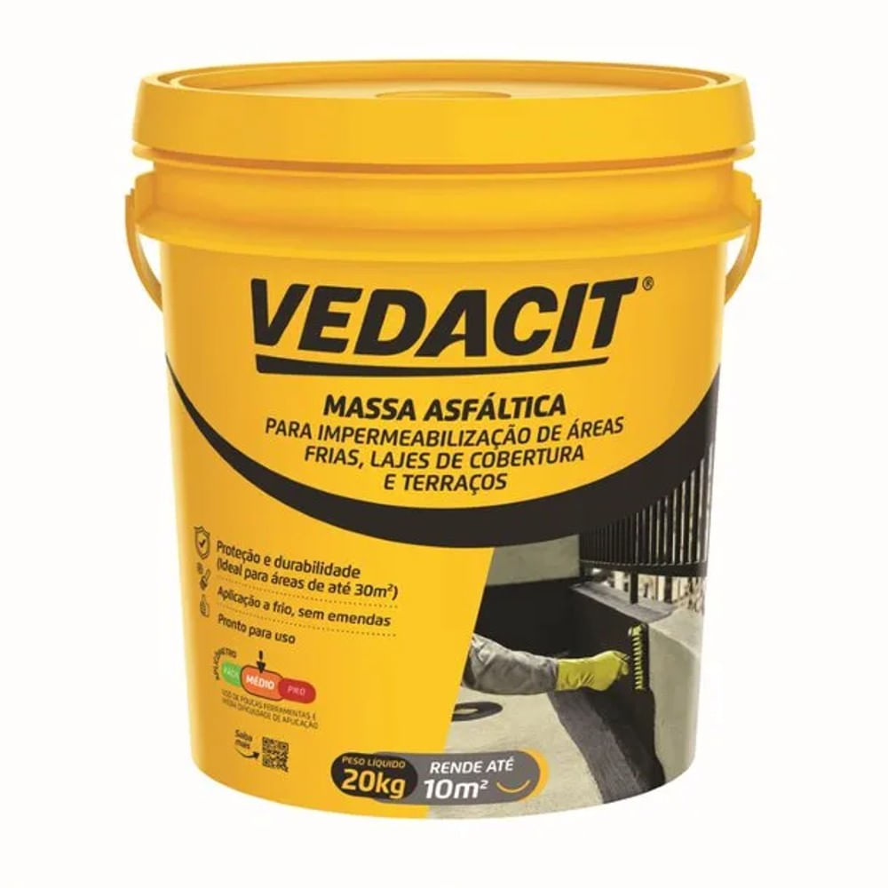 Massa Asfáltica Impermeabilizante Vedacit 20kg Massa Asfáltica p/ Impermeabilização 20Kg Vedacit