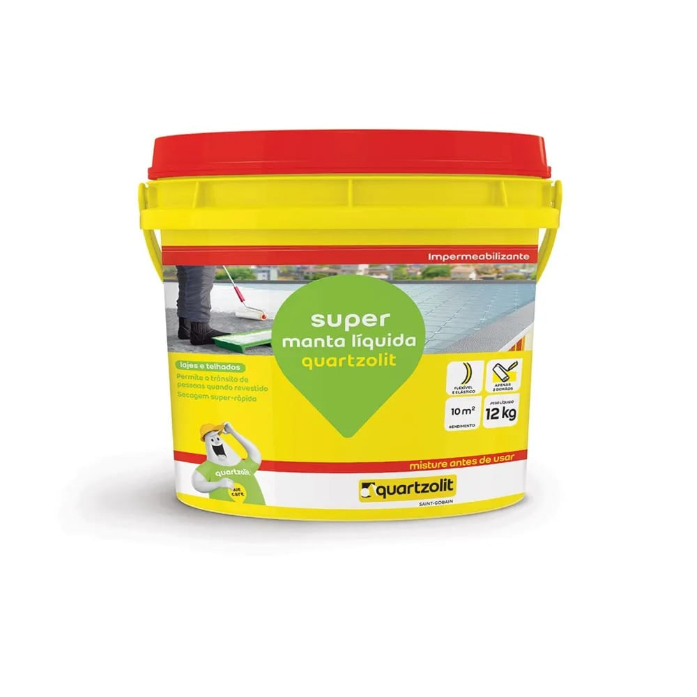 Super Manta Líquida Impermeabilizante Quartzolit Branca 12kg Super manta líquida 12kg branca Quartzolit