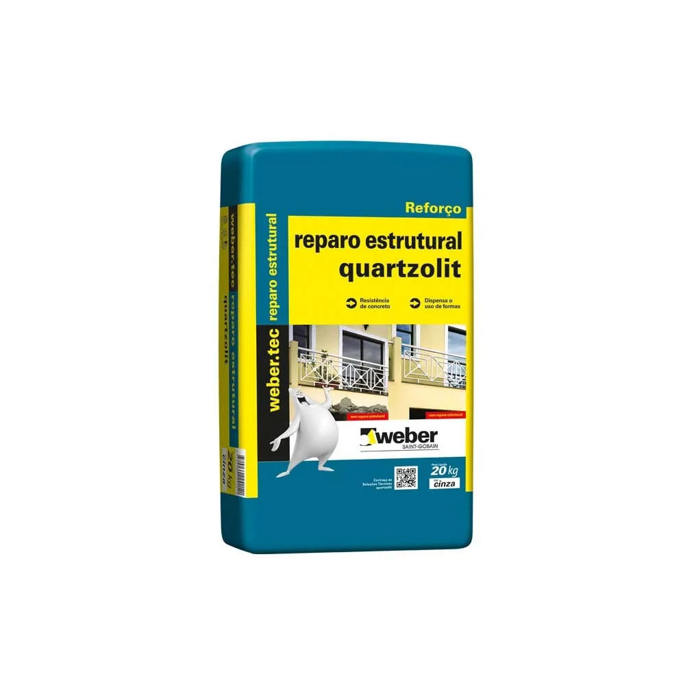 Argamassa de Reparo Estrutural Quartzolit 20kg Cinza