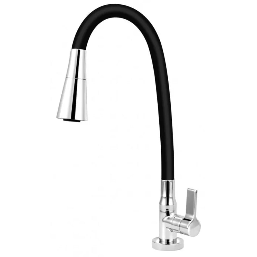 Torneira de Mesa para Cozinha com Ducha Esteves 1/4 de Volta Preto e Cromado 1167 C62