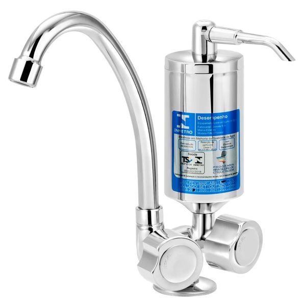 Torneira para cozinha de mesa com filtro 1/4 de volta C40 cromada Esteves