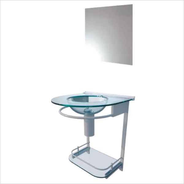 Conjunto Lavabo Cris Mold com Espelho 50cm Cris Metal Silver Incolor Conjunto Cris Mold Lavabo E Espelho Silver Incolor 50Cm Cris Metal