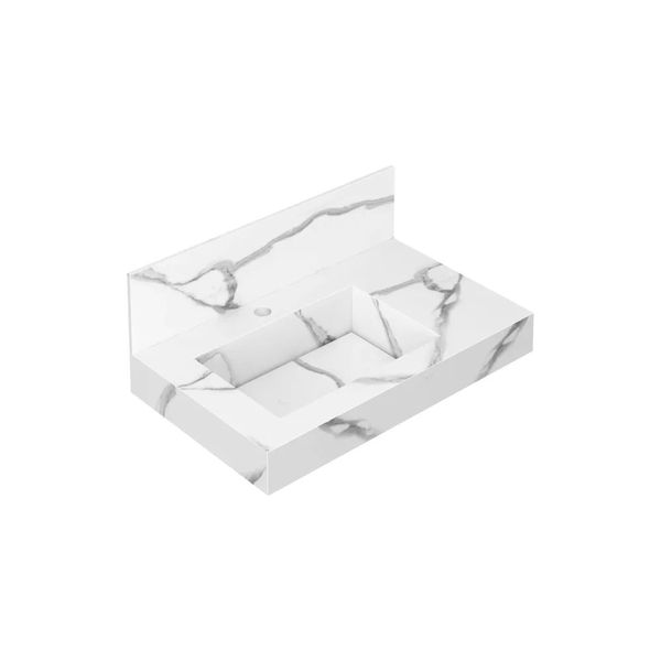 Lavatório com Cuba Esculpida Slim 60 cm Porcelanato Calacata Blu Lavatório Com Cuba Esculpida Slim 60 Calacata Blu