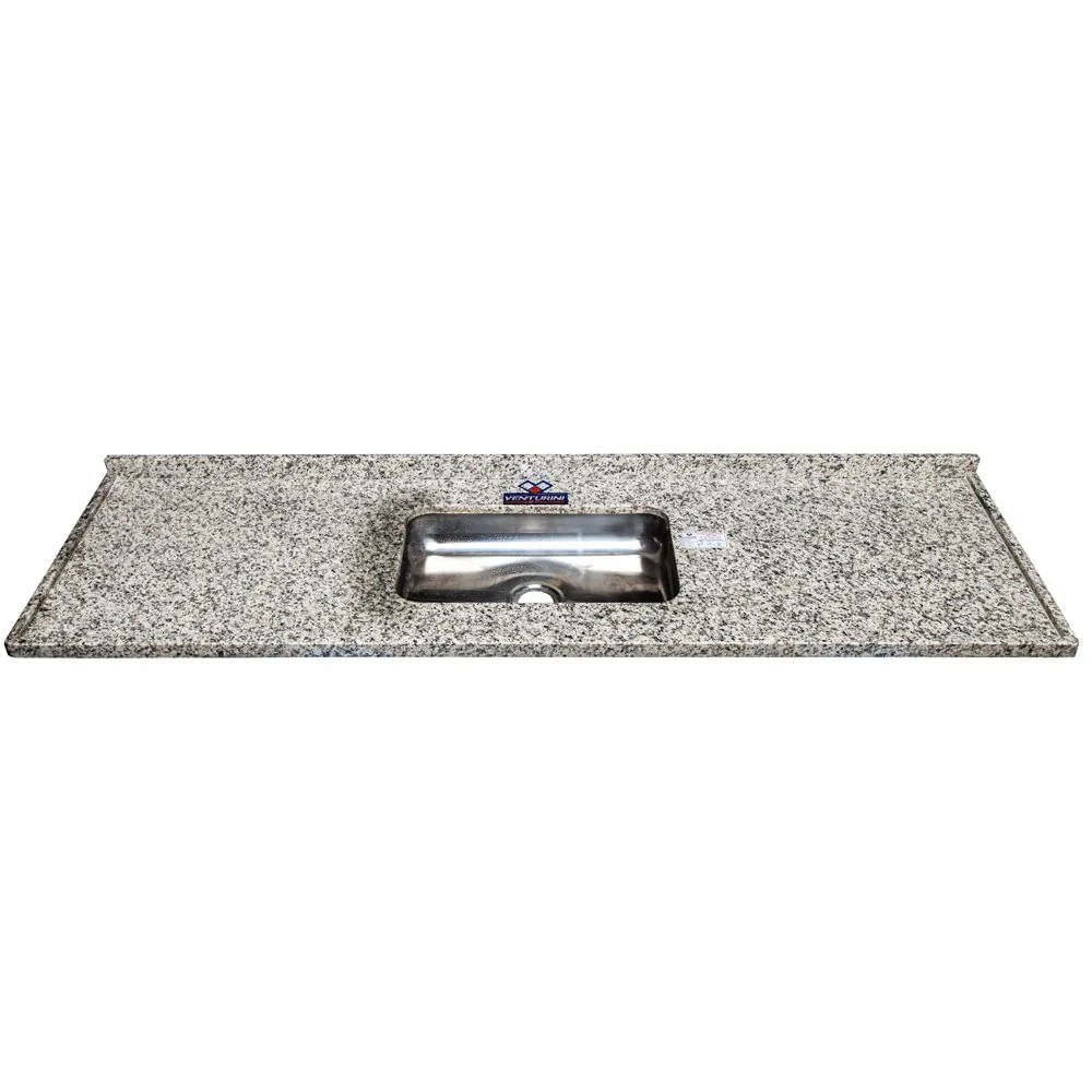 Pia de Cozinha em granito com cuba inox 200Cm Branco Portinari Nina Venturini