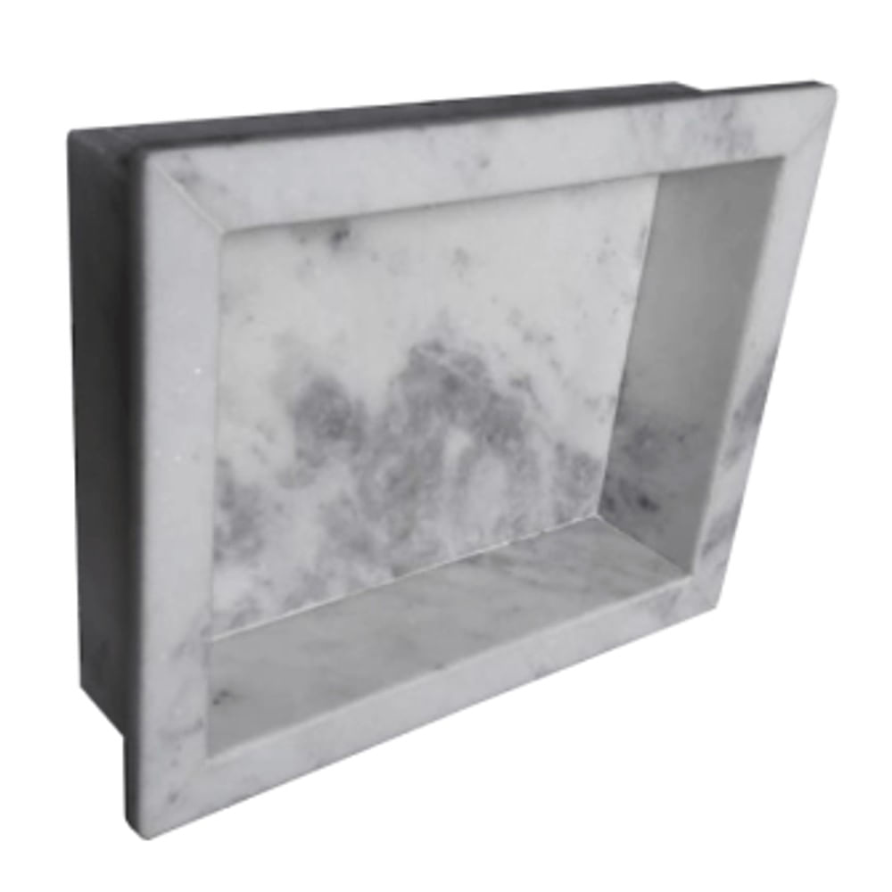 Nicho para Banheiro em Mármore Natural Branco 40x30x10 cm com Bordas 45 Graus Nicho Para Banheiro Com Bordas 45gr 40x30x10 Mármore Natural Branco Granipolo
