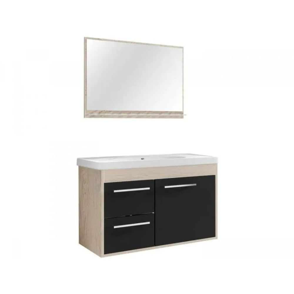 Conjunto de Banheiro Prócion 63cm Berlin com Cuba e Espelheira Preto Cerocha Conjunto De Banheiro Prócion 63Cm Berlin Preto Cerocha
