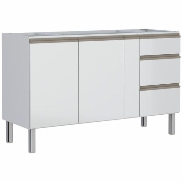 Gabinete para Pia de Cozinha Gaia Flat 150cm em Aço Branco Cozimax Gabinete Gaia Flat para pia de 150cm branco Cozimax