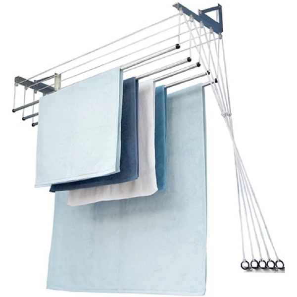 Varal Individual de Teto ou Parede Maxeb 1,2m Branco com 5 Varetas Varal Individual p/ Teto ou Parede Branco Maxeb