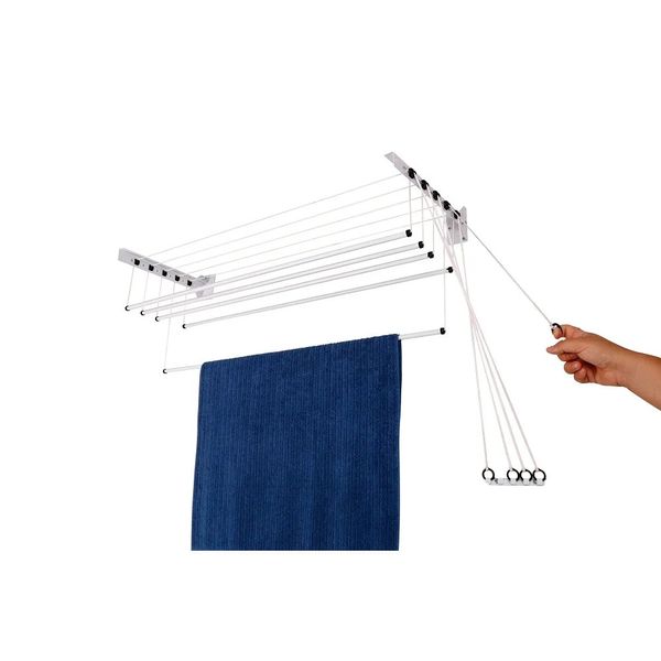 Varal de Teto ou Parede Individual Innovar 1,5m 5 Varetas Aço Branco Varal Individual Innovar 150M Br 7008 Eberhardt