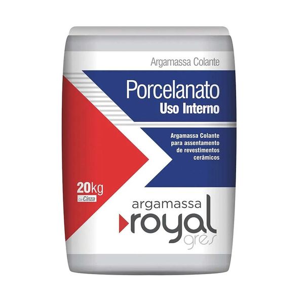 Argamassa AC2 para Porcelanato Interno Royal Gres Cinza 20kg Argamassa Royal Gres de uso Interno para Porcelanato Saco Plástico 20kg Cinza