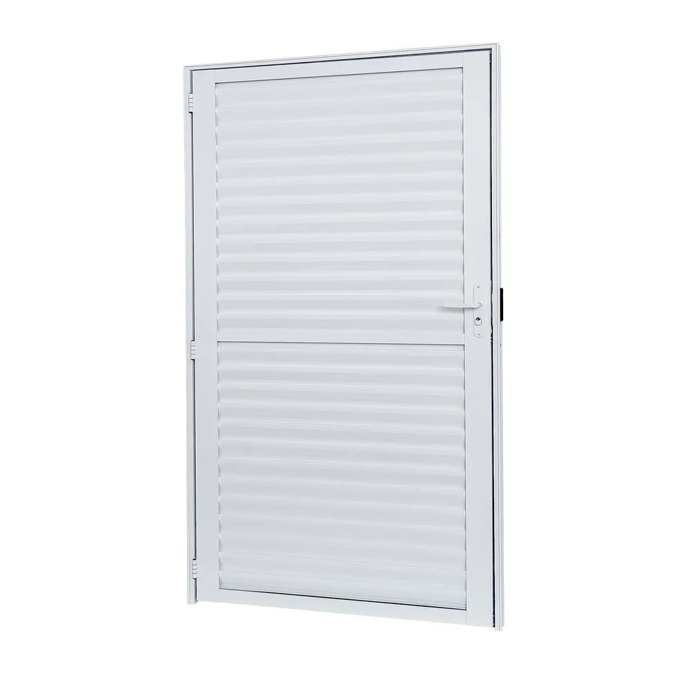 Porta de Alumínio Palheta Direita 60x210cm Branco Cristal Ramassol