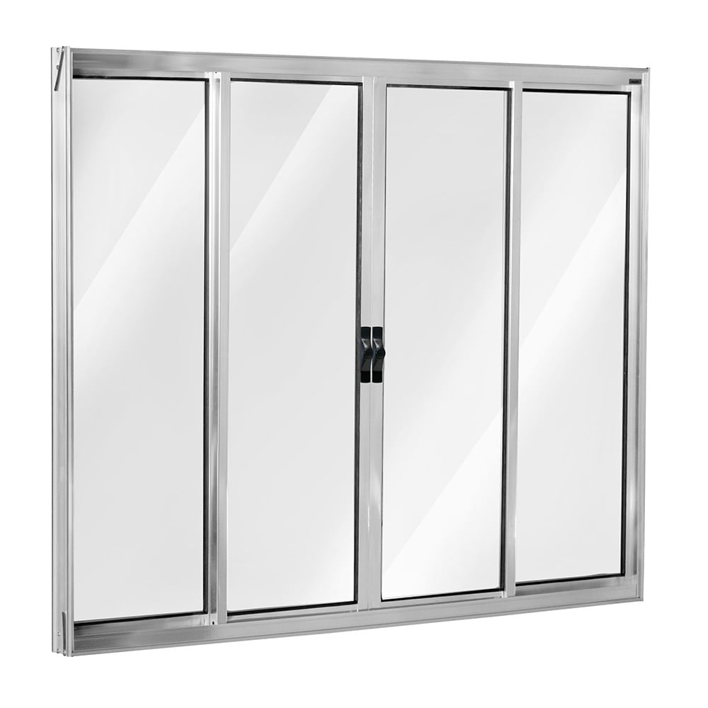 Janela de Correr 4 Folhas Vlis 100x200 cm Alumínio Brilhante Fortsul