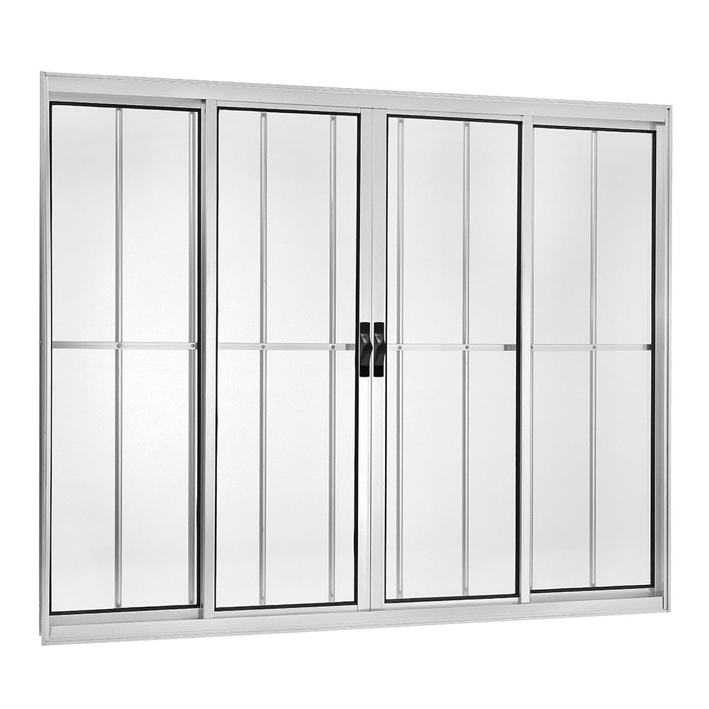 Janela de Correr 4 Folhas com Grade Vlis 120x150 cm Alumínio Branco Esquadrisul
