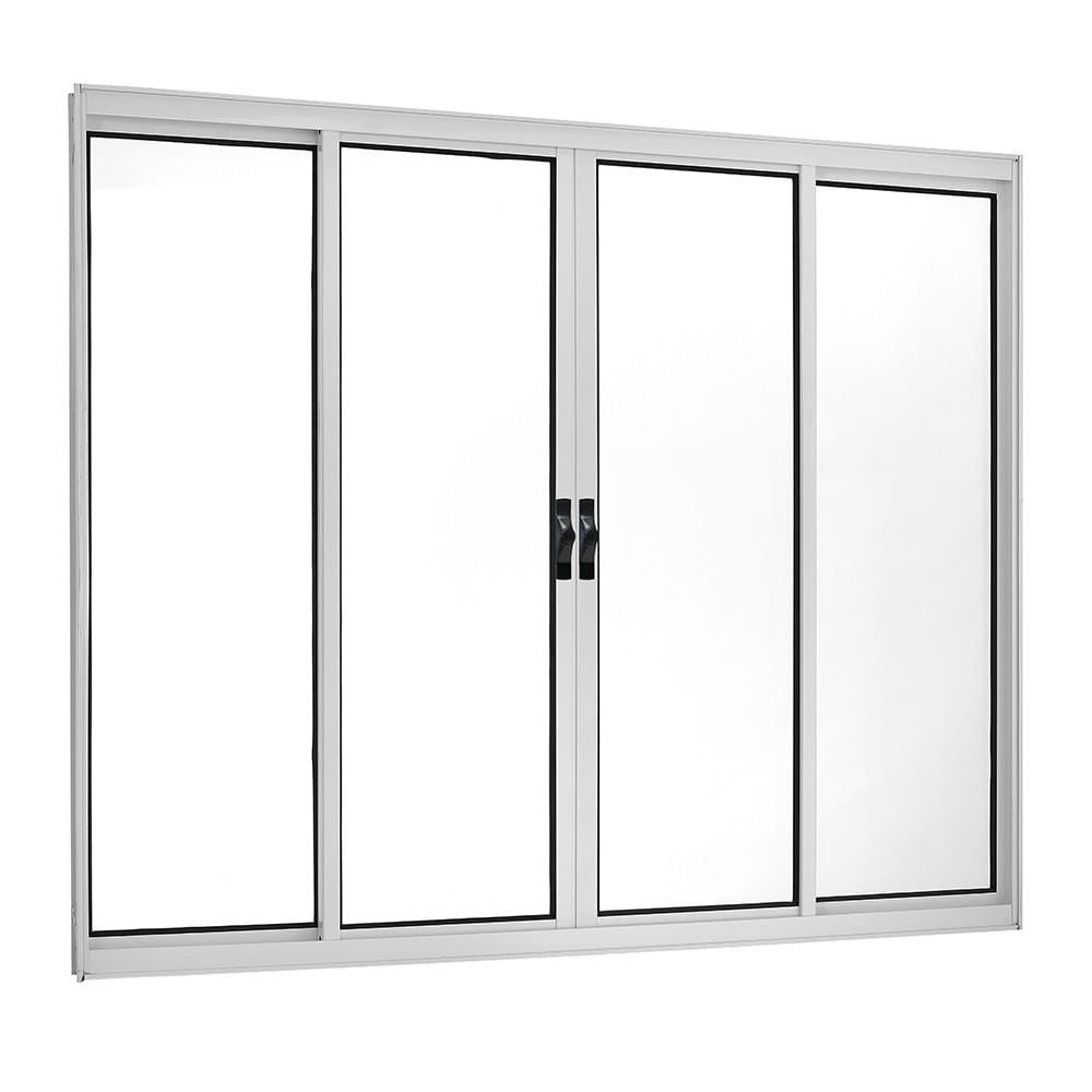 Janela de Correr 4 Folhas Vlis 100x200 cm Sem Grade Alumínio Branco Fortsul Esquadrisul