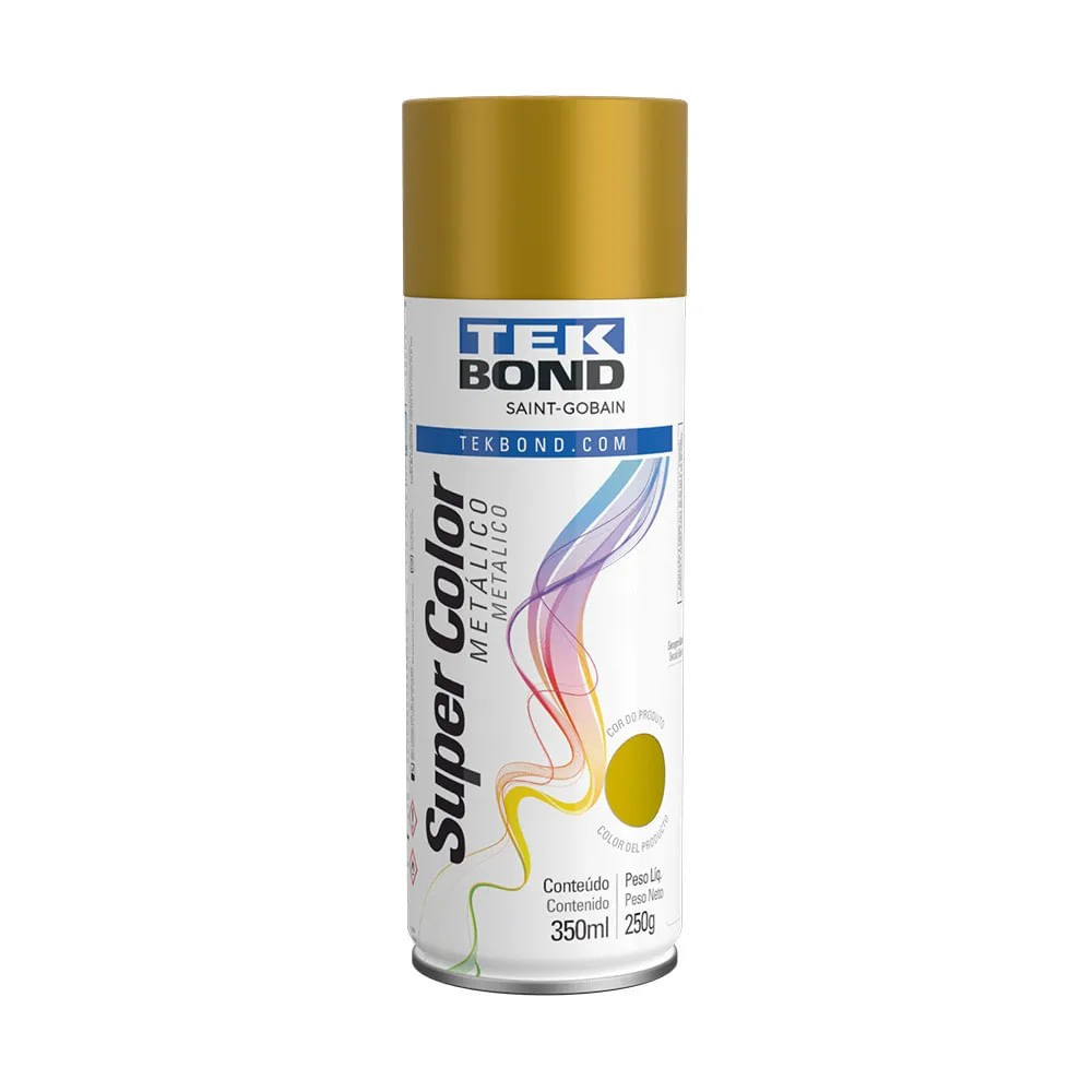 Tinta Spray Metálico Super Color Ouro 350ml Tekbond