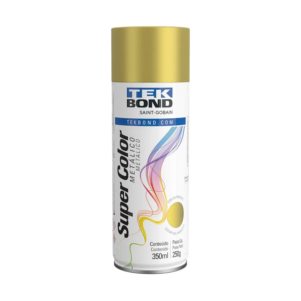 Tinta Spray Tekbond Super Color Metálico Dourado 350ml