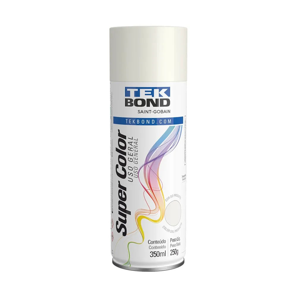 Tinta Spray Tekbond Super Color Branco Brilhante 350ml Tinta spray brilhante Super Color branco 350ml Tekbond