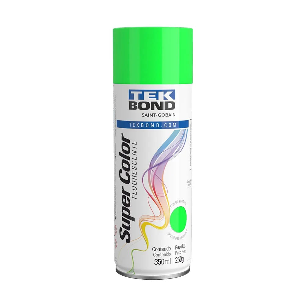 Tinta Spray Tekbond Super Color Fluorescente Verde 350ml