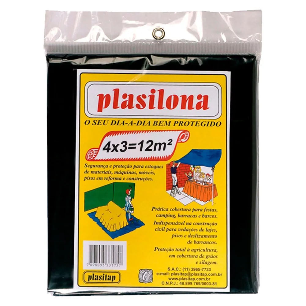 Película Plástica Protetora Pinte Fácil Plasitap 4m x 3m Preta