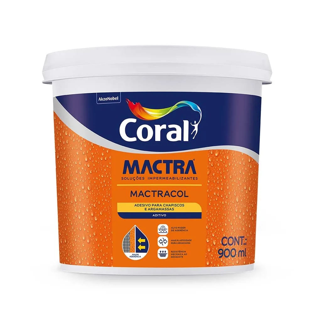 Adesivo para Argamassa e Chapisco Mactracol Mactra 0,9L Adesivo Para Argamassa e Chapisco Mactracol 0,9L Coral Mactra