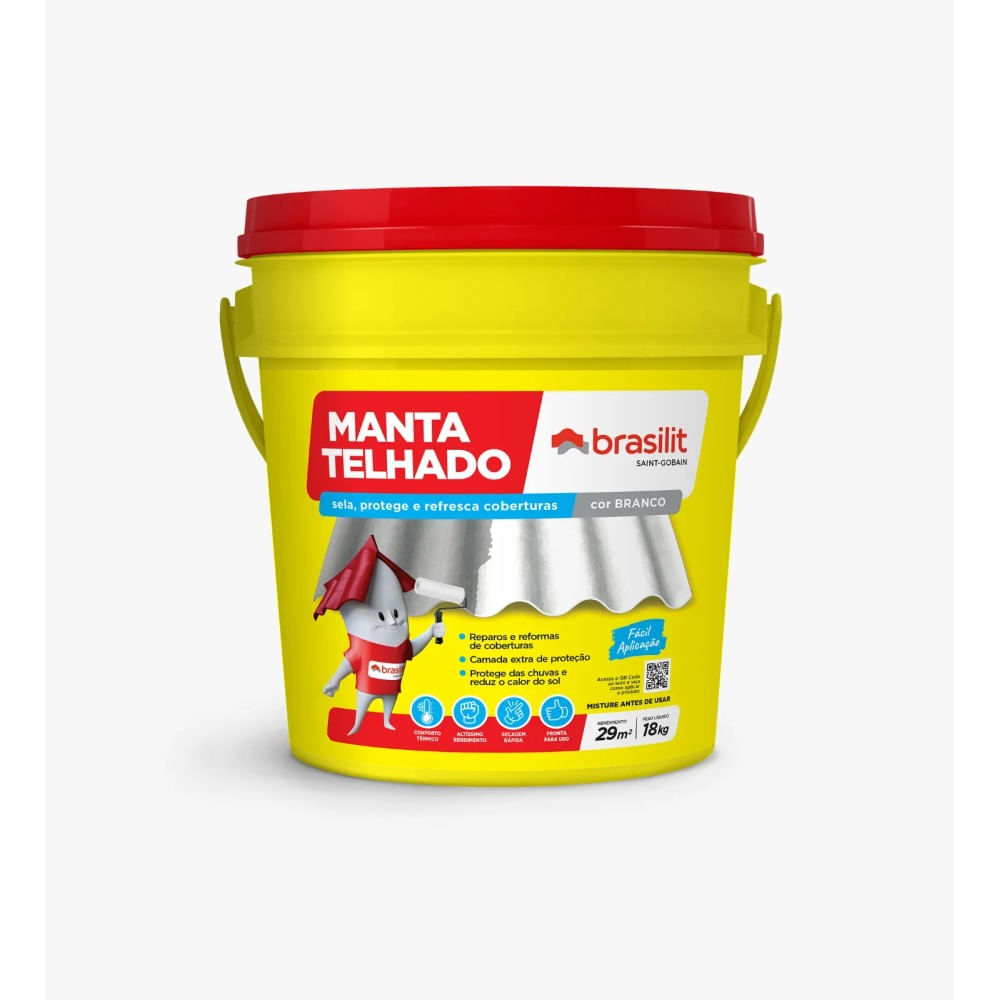Manta Líquida Impermeabilizante Brasilit 18L para Telhados e Lajes Impermeabilizante Manta Líquida Telhado 18L Brasilit
