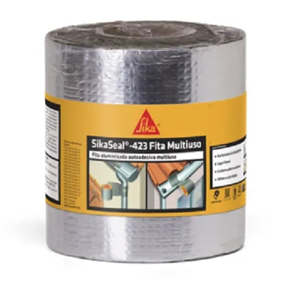 Fita Multiseal Impermeável Autoadesiva Sika 10cm x 10m Fita Multiseal Impermeável Autoadesiva 10cm Rolo 10M Sika