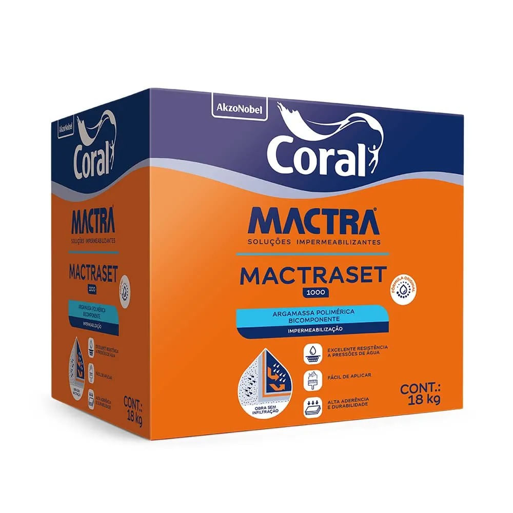 Impermeabilizante Mactraset Profissional 18kg Mactra Impermeabilizante Mactraset Profissional 18KG Coral Mactra