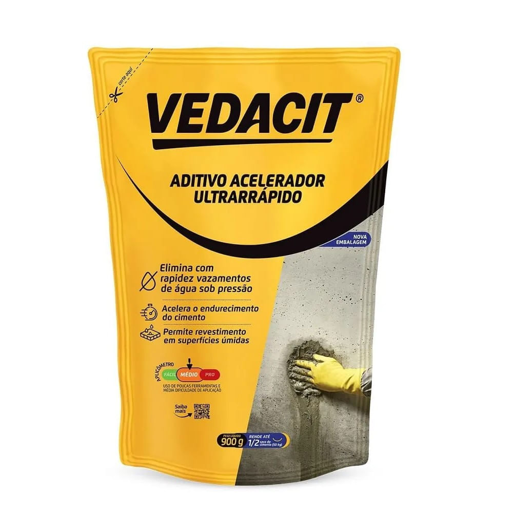 Aditivo Acelerador Ultrarrápido Vedacit 900g para Concreto e Argamassa Aditivo Acelerador Ultra Rápido 900g Vedacit