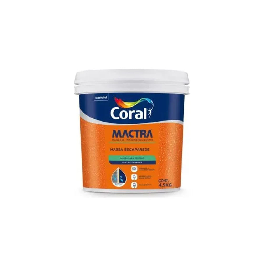 Massa Impermeabilizante Imper Seca Parede Coral Mactra 4,5kg Massa Imper Seca Parede 4,5KG Coral Mactra