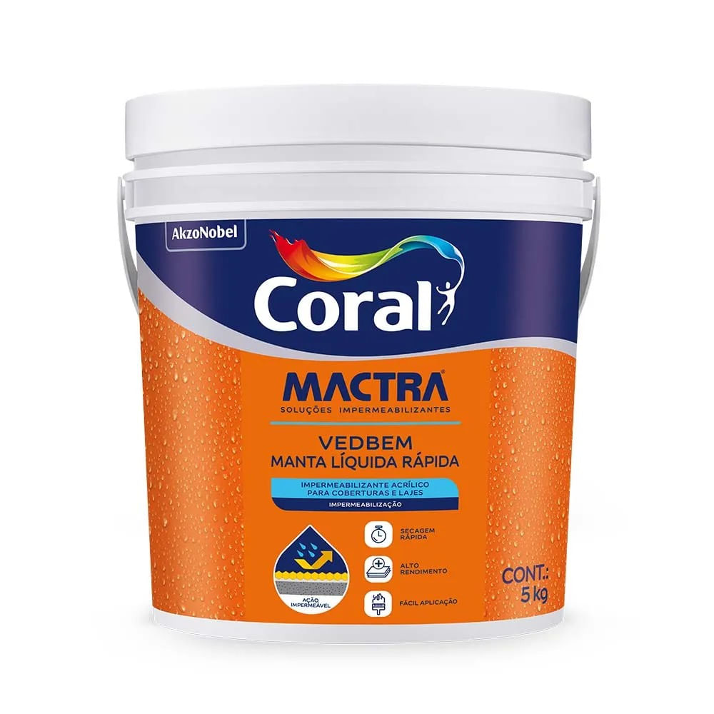 Manta Líquida Impermeabilizante Vedbem Rápida 5KG Coral Mactra