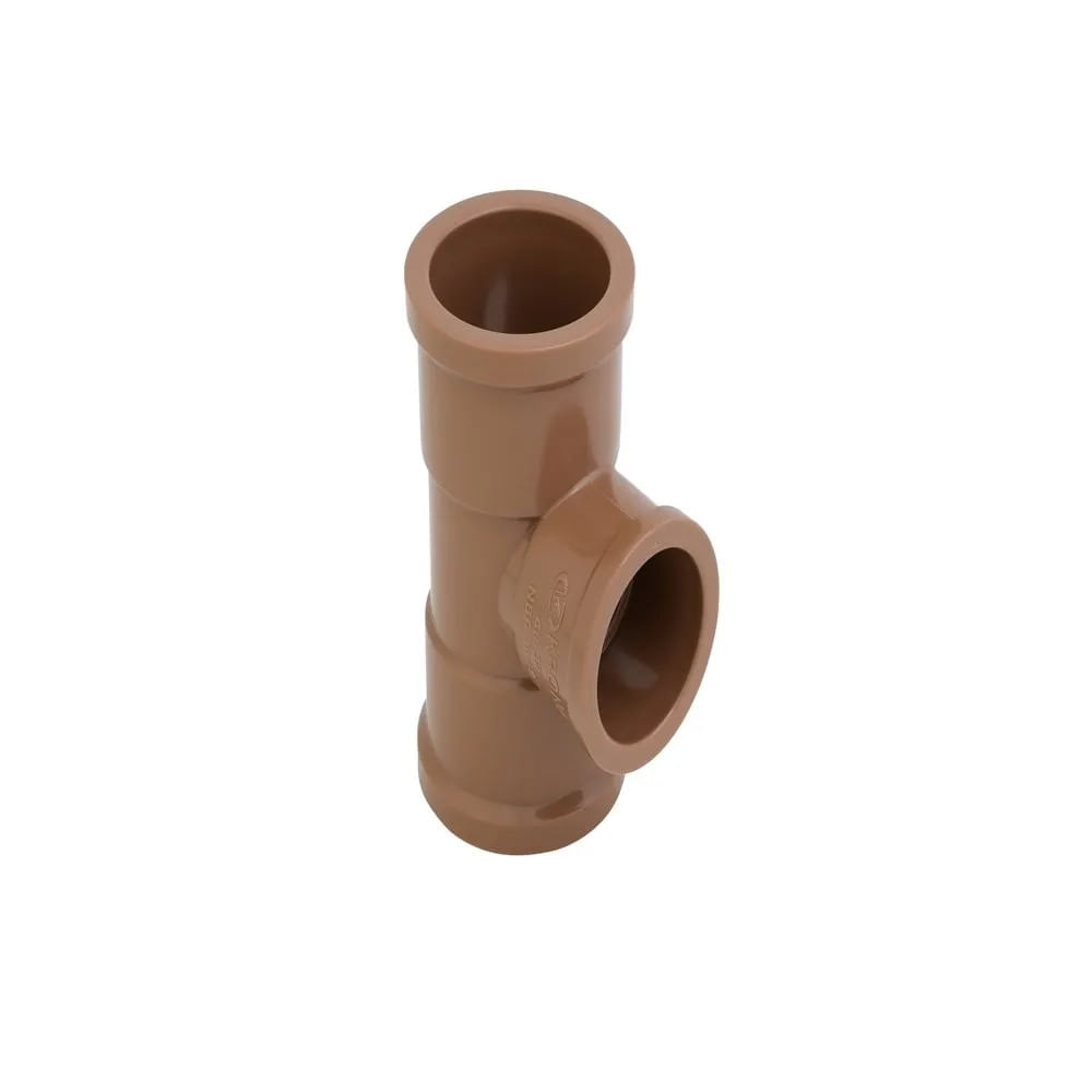 Te de Redução Soldável Krona 50mm x 32mm em PVC Marrom Te Redução Soldável Dn50 X 32mm Krona