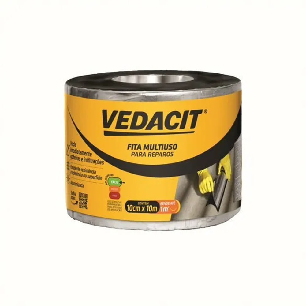 Fita Multiuso Vedacit Autoadesiva Aluminizada 15cm x 10m Fita Multiuso 15cm x 10m Vedacit