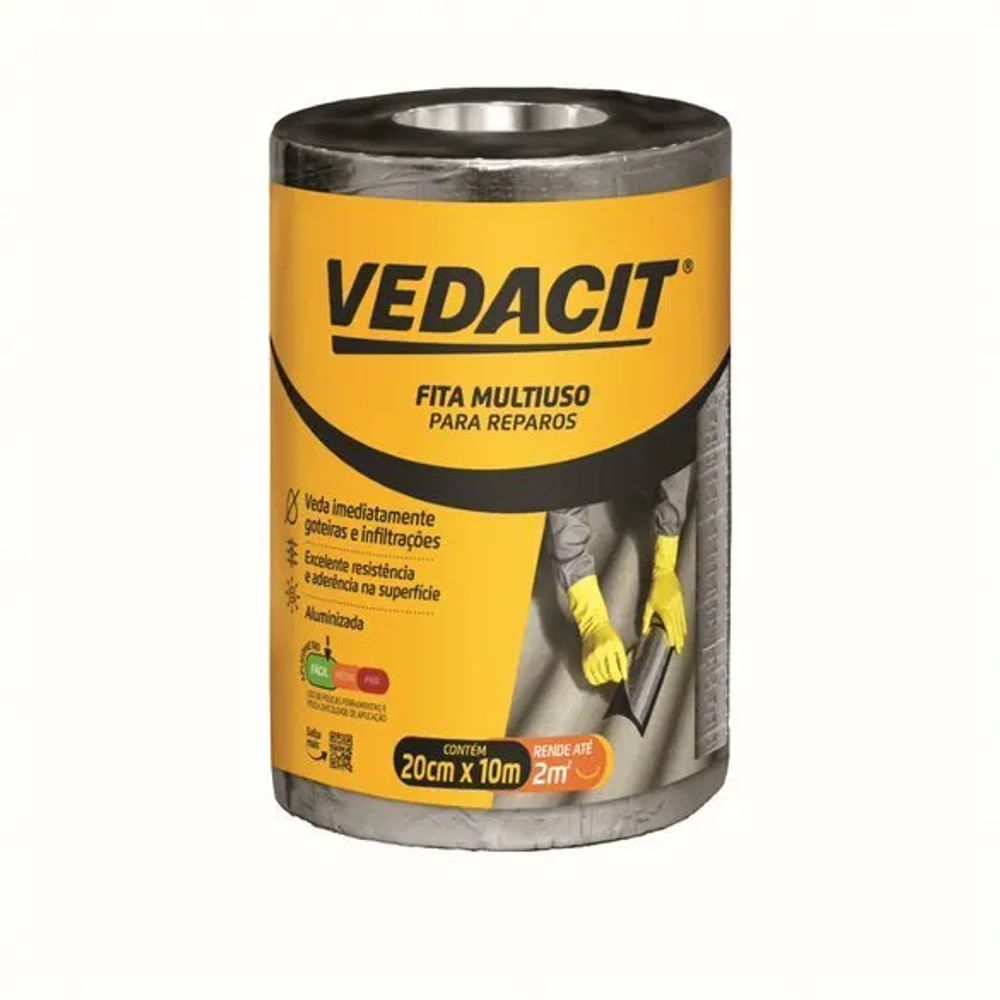 Fita Asfáltica Multiuso Autoadesiva Vedacit 20cm x 10m Fita Multiuso 20cm x 10m Vedacit