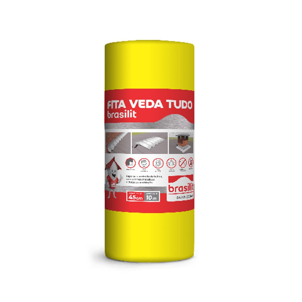 Fita Asfáltica Veda Tudo Brasilit Aluminizada 45cm x 10m Autoadesiva Fita Veda Tudo Brasilit 45Cm Sleeve