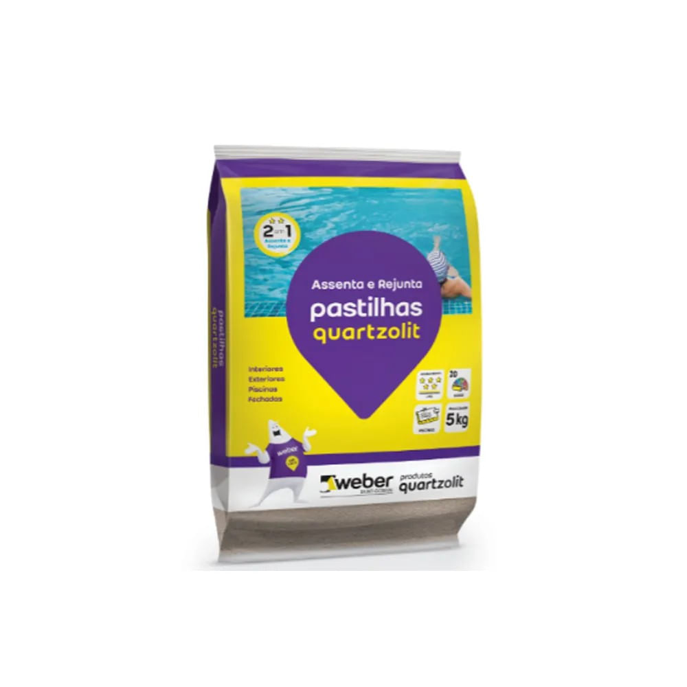 Argamassa para Pastilhas Assenta e Rejunta Quartzolit Preto Grafite 5kg Argamassa Pastilhas Assenta e Rejunta Preto Grafite 5KG Quartzolit