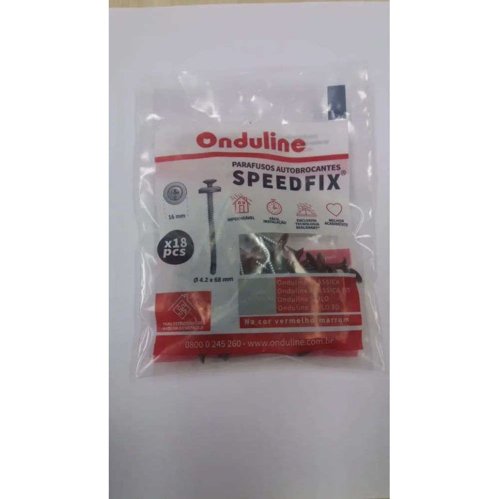 Kit Parafuso Speedfix Onduline 4,2x68mm para Telha Estrutura Metálica 18 Peças Kit Parafuso Speedfix Vermelho/Marrom 4,2X68MM 18 Pcs Onduline
