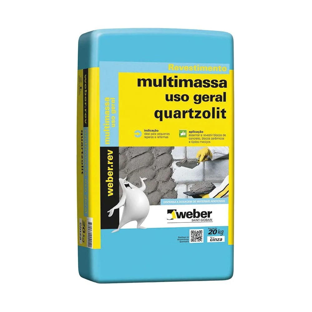 Argamassa Multi Massa Uso Geral Weber Quartzolit 20kg Argamassa Quartzolit para uso Geral Multi Massa 20kg