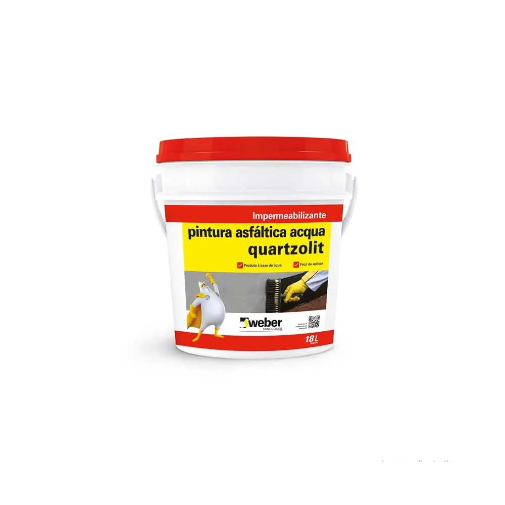 Impermeabilizante Pintura Asfáltica Acqua Quartzolit 18 Litros Preto Impermeabilizante Pintura asfáltica Acqua 18 litros preto Quartzolit