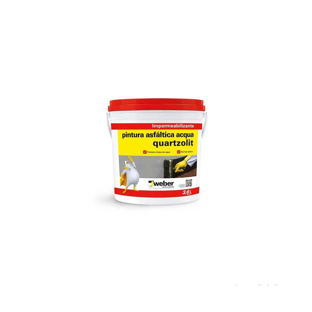 Impermeabilizante Pintura Asfáltica Acqua Quartzolit 3,6 Litros Impermeabilizante Pintura asfáltica Acqua 3,6 litros preto Quartzolit