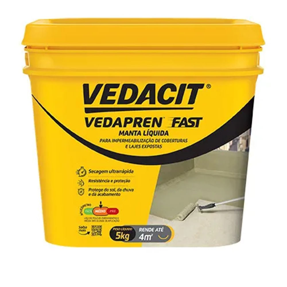 Manta Líquida Vedapren Fast Vedacit 5kg Branco Manta Líquida Vedapren Fast 5kg Branco Vedacit