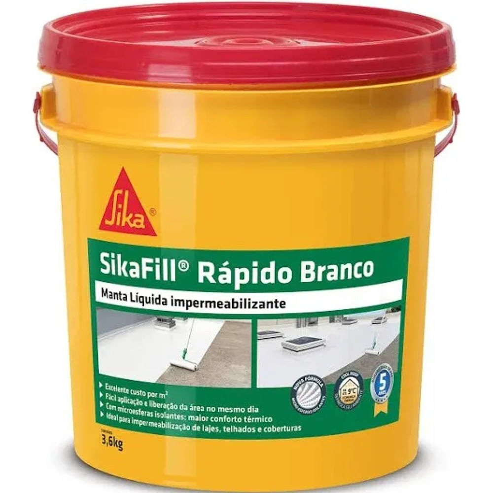 Impermeabilizante SikaFill Rápido Branco 3,6L Sika Sikafill Rapido 3,6L Branco Sika
