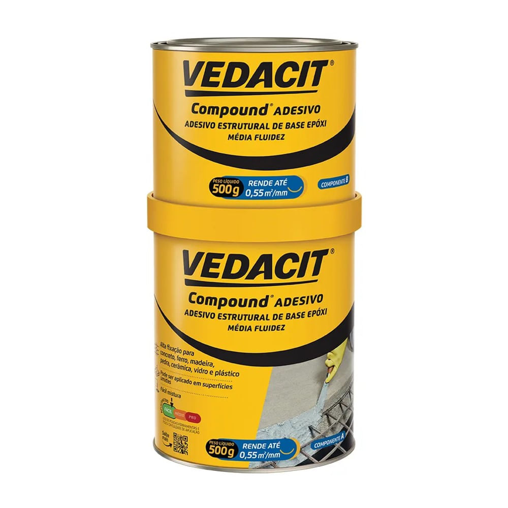 Adesivo Estrutural Epóxi Compound Vedacit 1kg Compound Adesivo Lata 1Kg Vedacit
