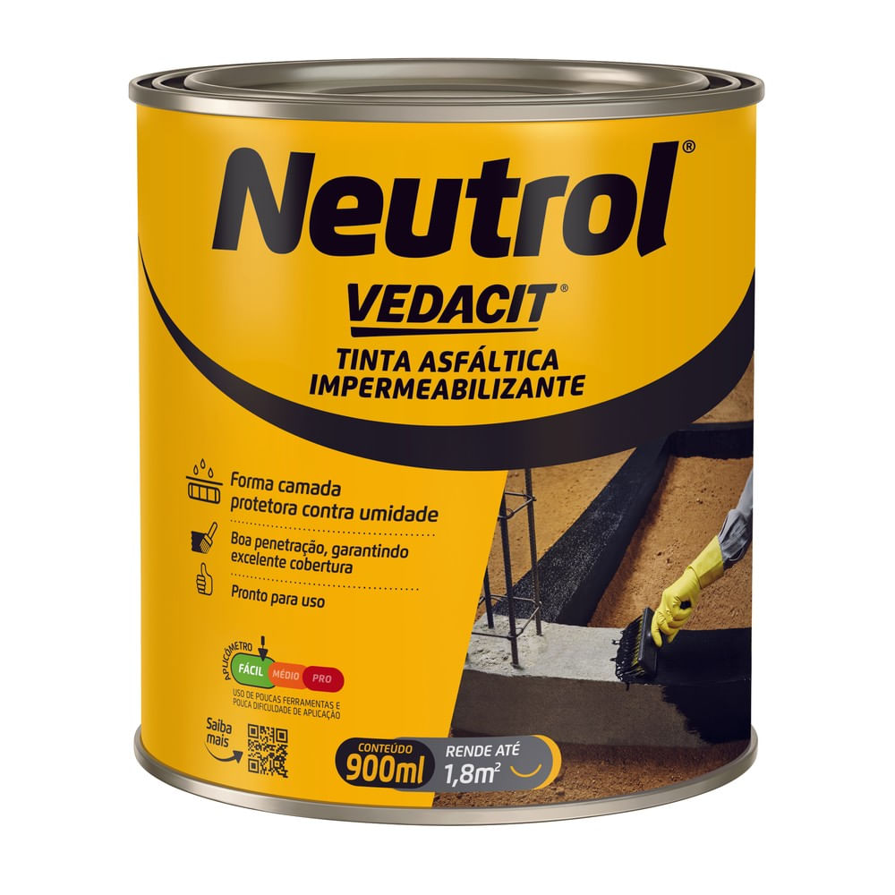 Tinta Asfáltica Neutrol Vedacit 900ml Impermeabilizante Neutrol 900mL Vedacit