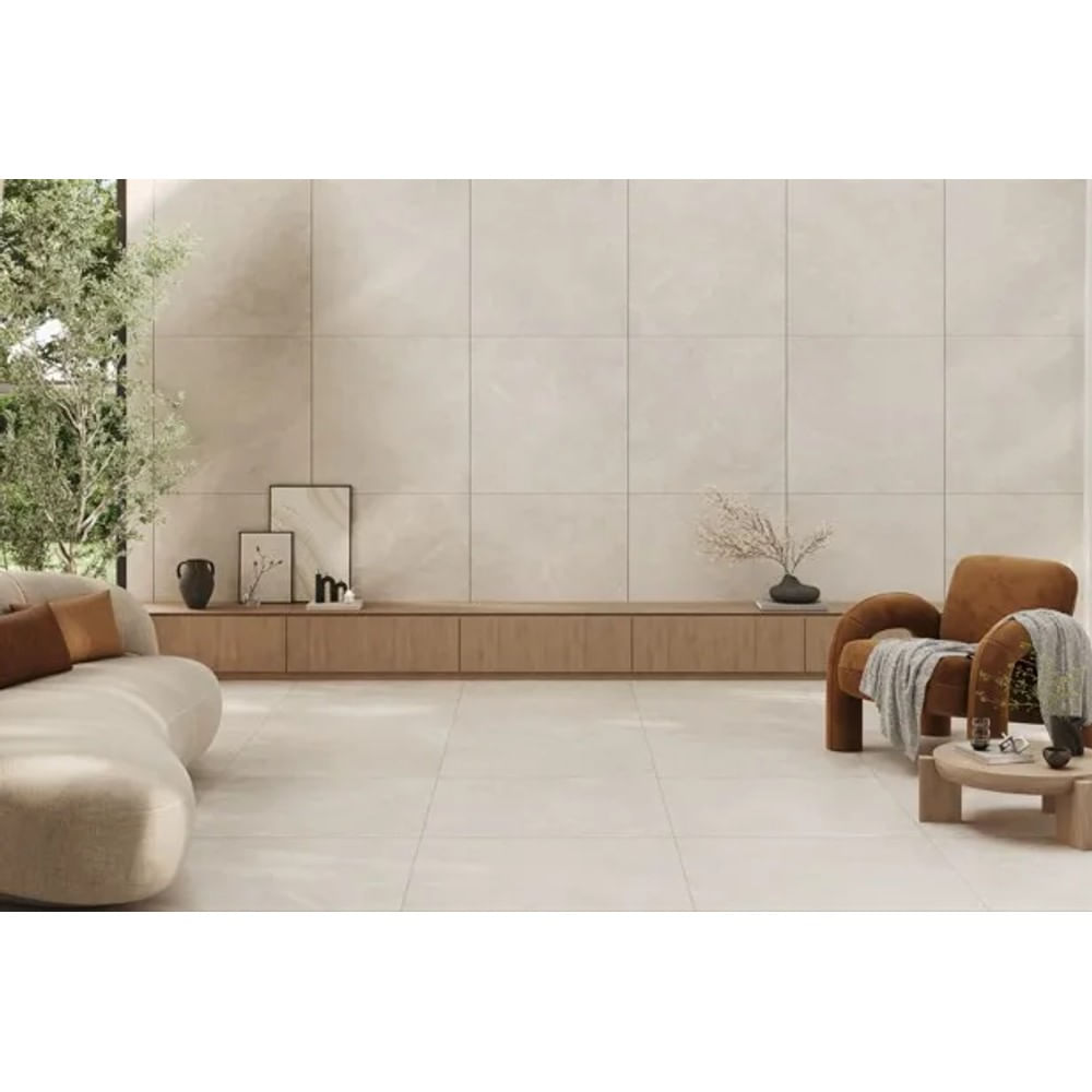 Porcelanato Retificado Acetinado Almeria 90x90cm Cinza Royal Gres 2,40m² Porcelanato Retificado Acetinado 90X90 Almeria Cx2,40M2 Royal Gres