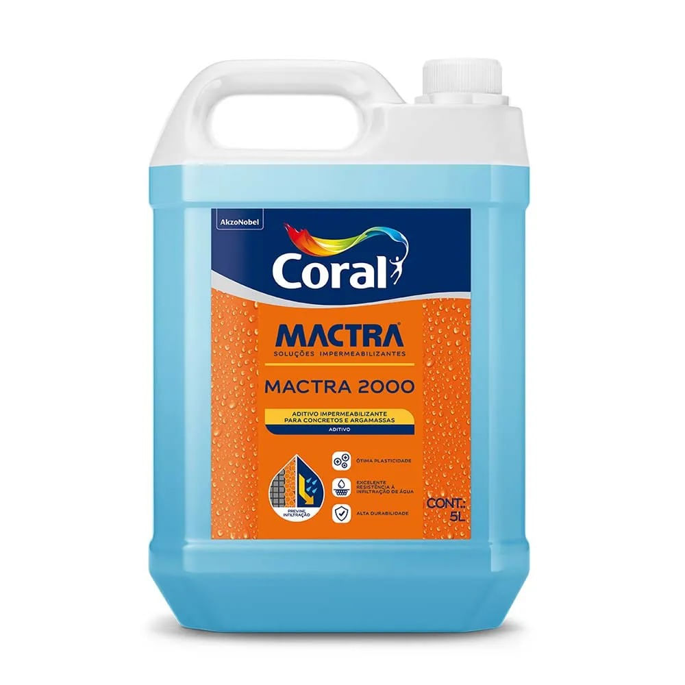 Aditivo Impermeabilizante Mactra 2000 para Concreto e Argamassa 5L Aditivo Impermeabilizante Concreto e Argamassa Mactra 2000 5L Coral Mactra