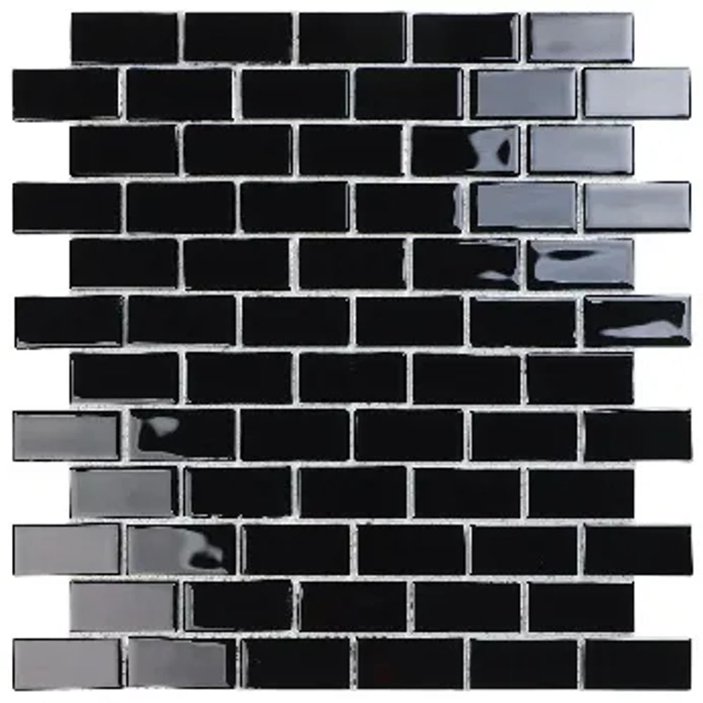 Pastilha de Vidro 30x30cm K2302 Preta Glass Mosaic