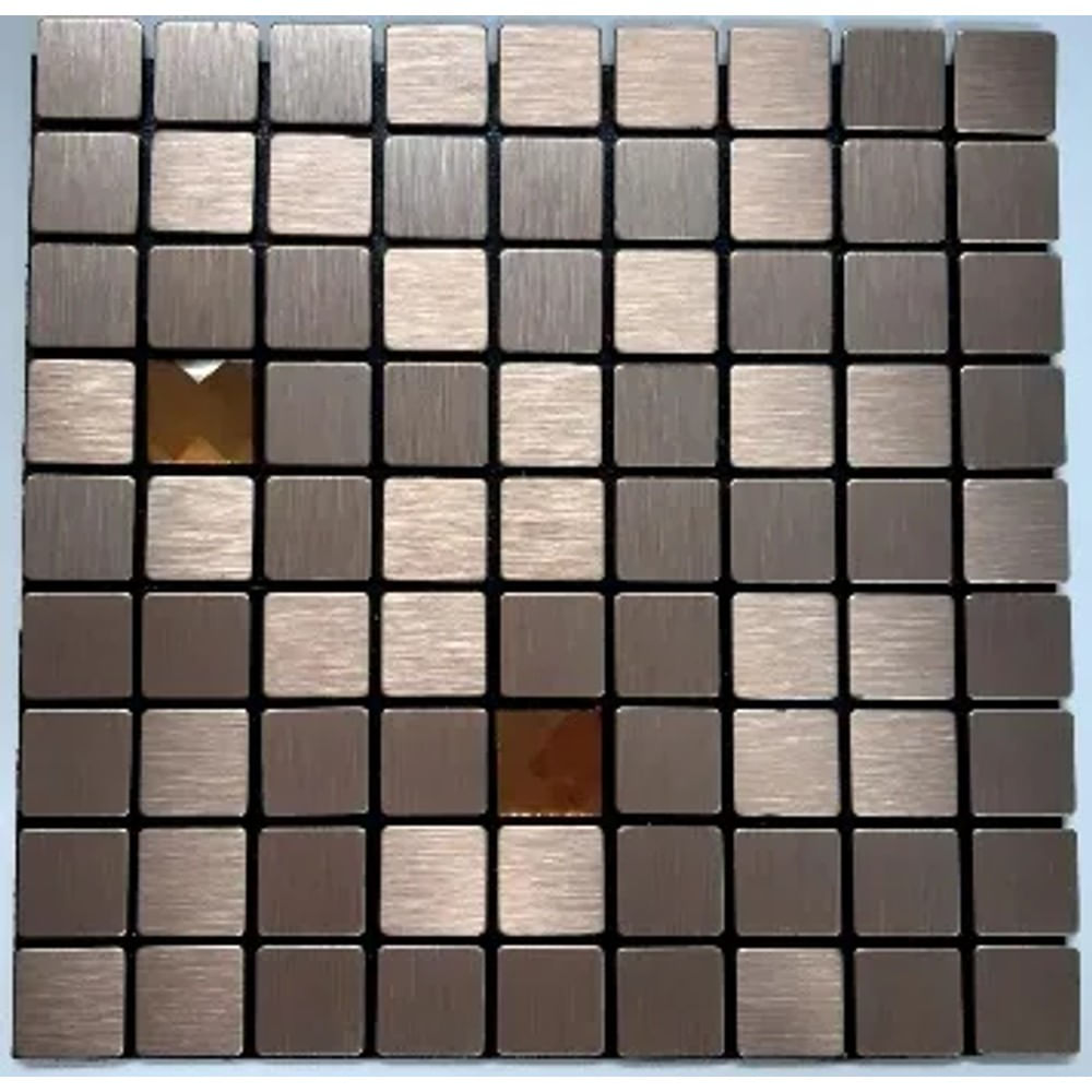 Pastilha de Alumínio 30x30cm AL1009 Bronze Escovado Glass Mosaic