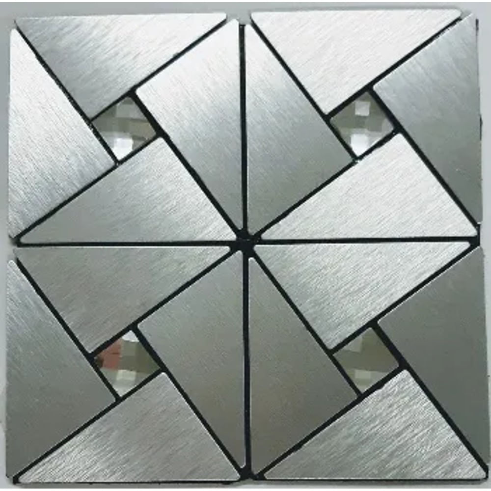 Pastilha de Alumínio Autoadesiva 30x30cm AL1006 Prata Escovada Glass Mosaic Pastilha de Alumínio 30x30cm AL1006 Prata Escovada Glass Mosaic